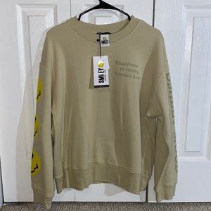 ZARA womens tan crewneck sweatshirt, size large, never worn!